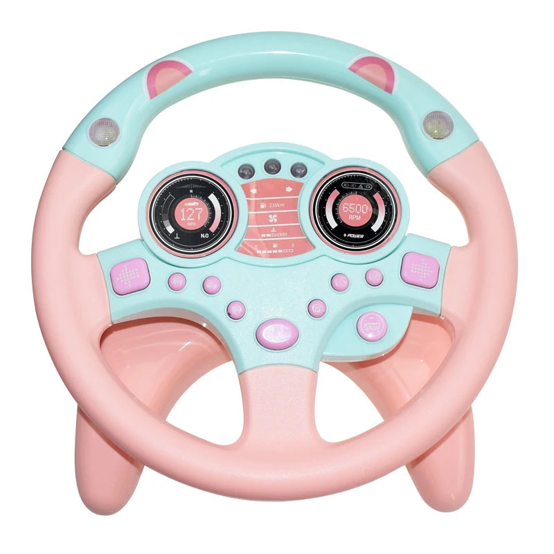 Electric Simulation Steering Wheel Toy with Light Sound for Baby Kids