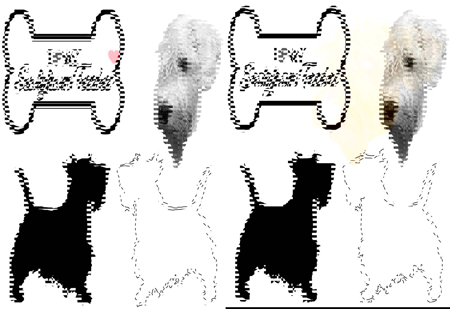 Sealyham Terrier Dog Breed Decals - Set of 16 Customizable Stickers