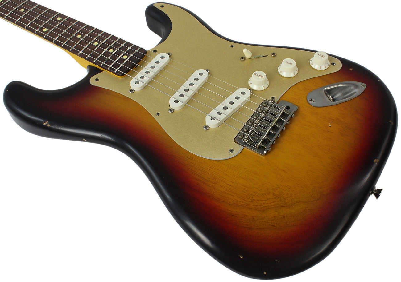 Nash S-63 Guitar, 3-Tone Sunburst, Gold PG, Light Aging - Vintage Strat Model