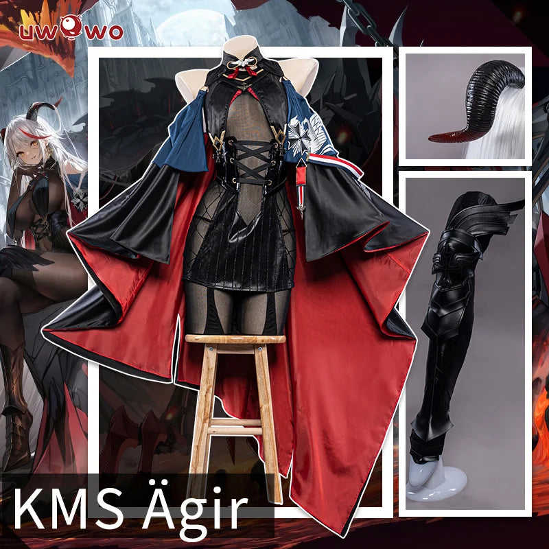 UWOWO Azur Lane Agir 18+ Cosplay Costume with Cloak Black Dress