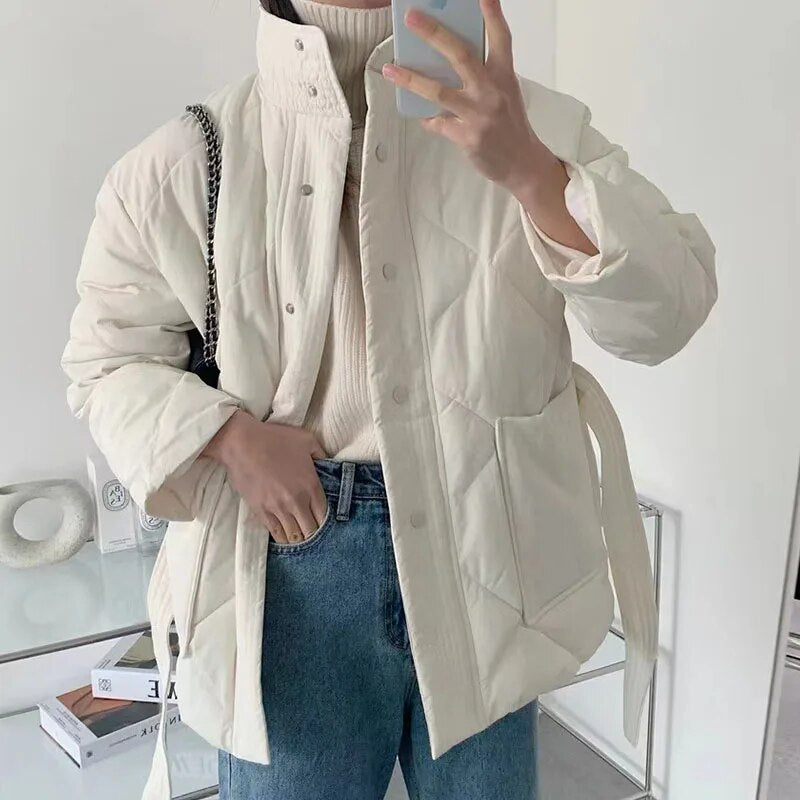 Women's Winter Jacket Coats - Fashionable Black Padded Parkas for Autumn/Winter