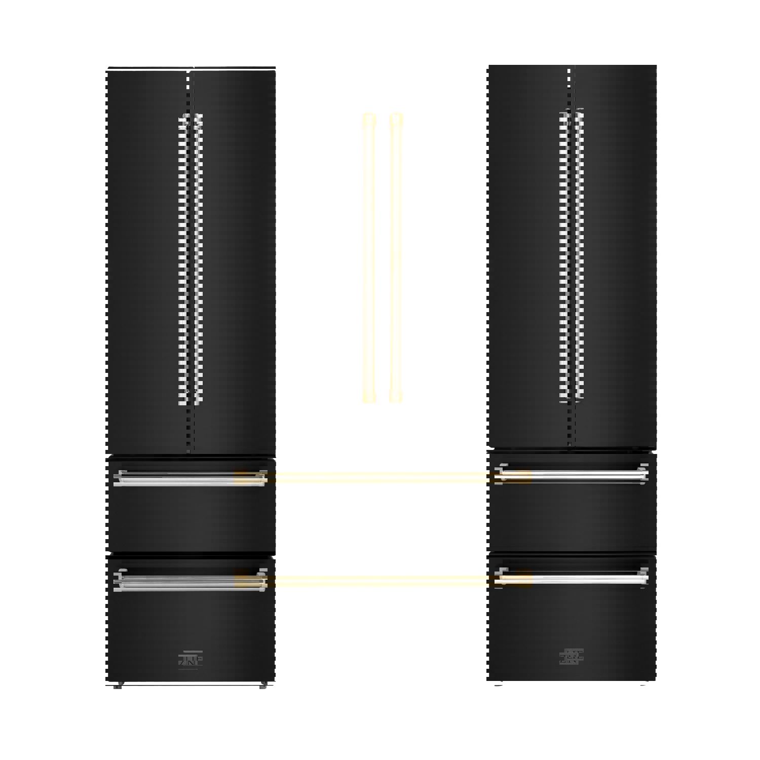 ZLINE 36 Autograph Edition 22.5 cu. ft Freestanding French Door Refrigerator with Ice Maker in Fingerprint Resistant Black Stainless Steel