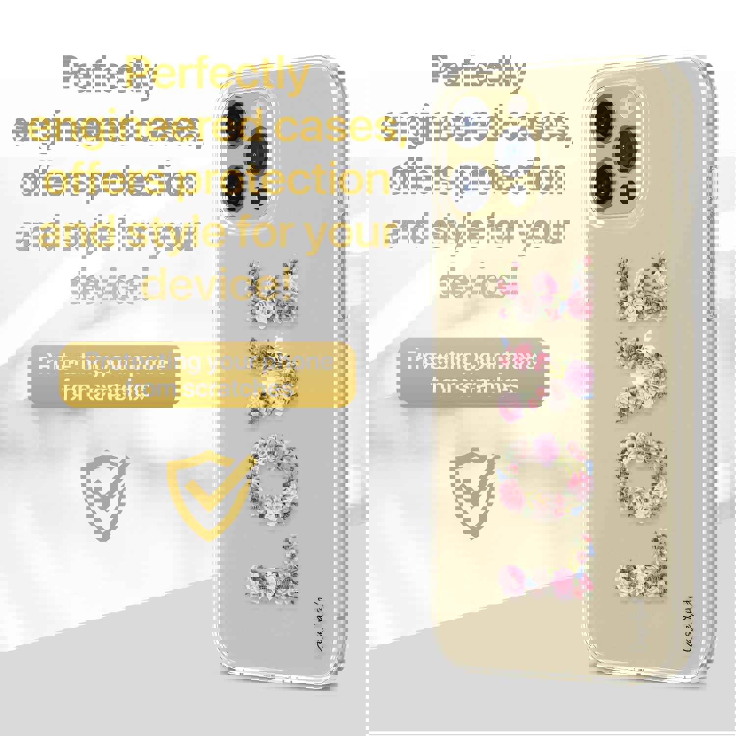 High-Quality TPU Clear Case with Love Flower Design for iPhone & Samsung Phones