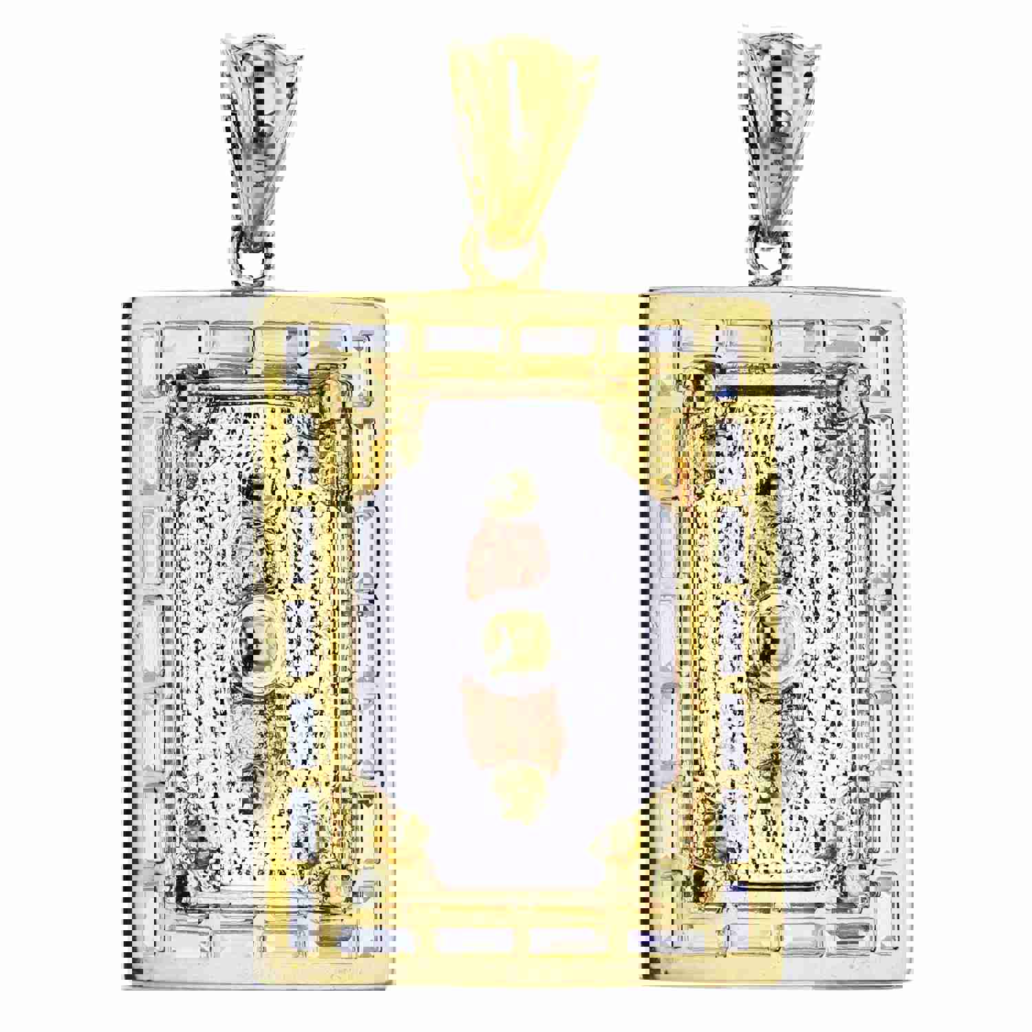 14K Tricolor Gold Channel Virgin Mary Frame Pendant