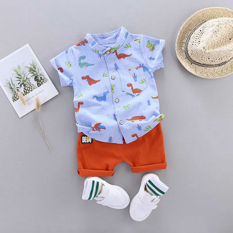 Printed Dinosaur Shirt with Shorts Clothing Set for Baby Boy
