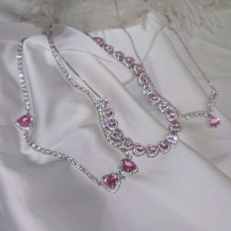 Evelyn Heart Choker Necklace - 925 Sterling Silver with Cubic Zirconia