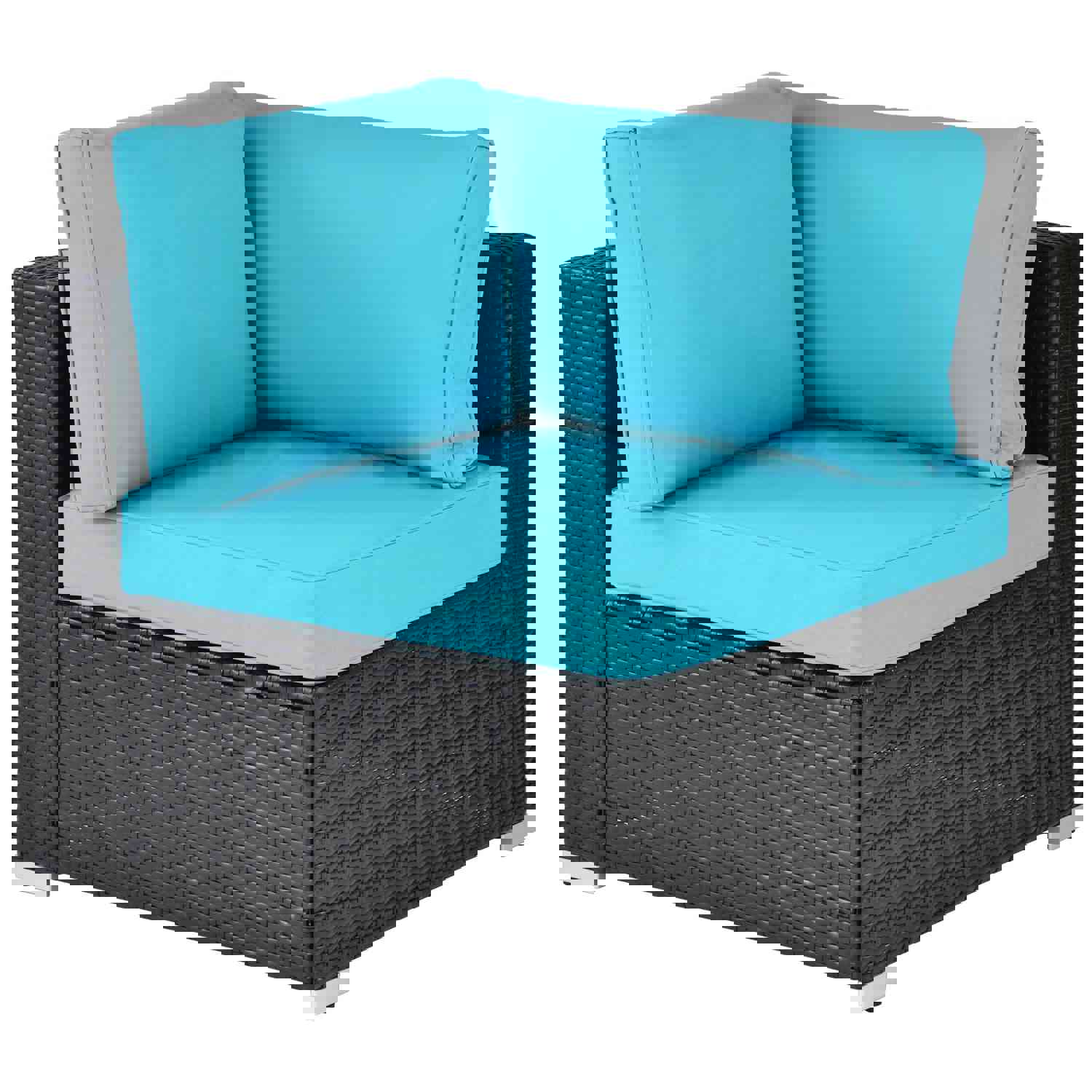 Outdoor Garden Patio Furniture 7-Piece PE Rattan Wicker Cushioned Sofa Sets with 2 Pillows and Coffee Table