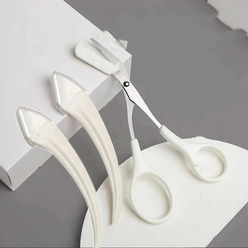 Eyebrow Trimming Knife With Comb - Curved Moon Small Beauty Tool