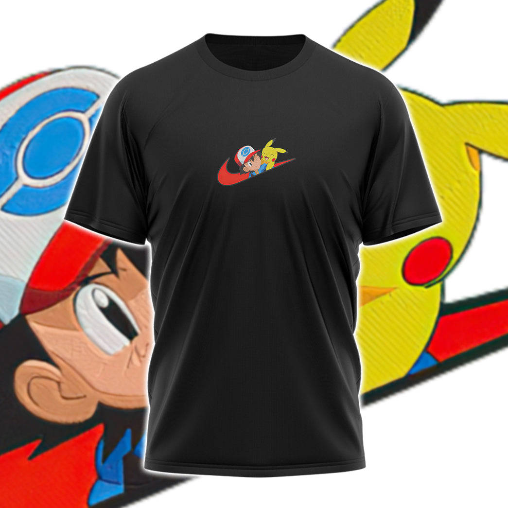 Ash and Pika Simple Swoosh Custom 2-Side Printed Hoodie