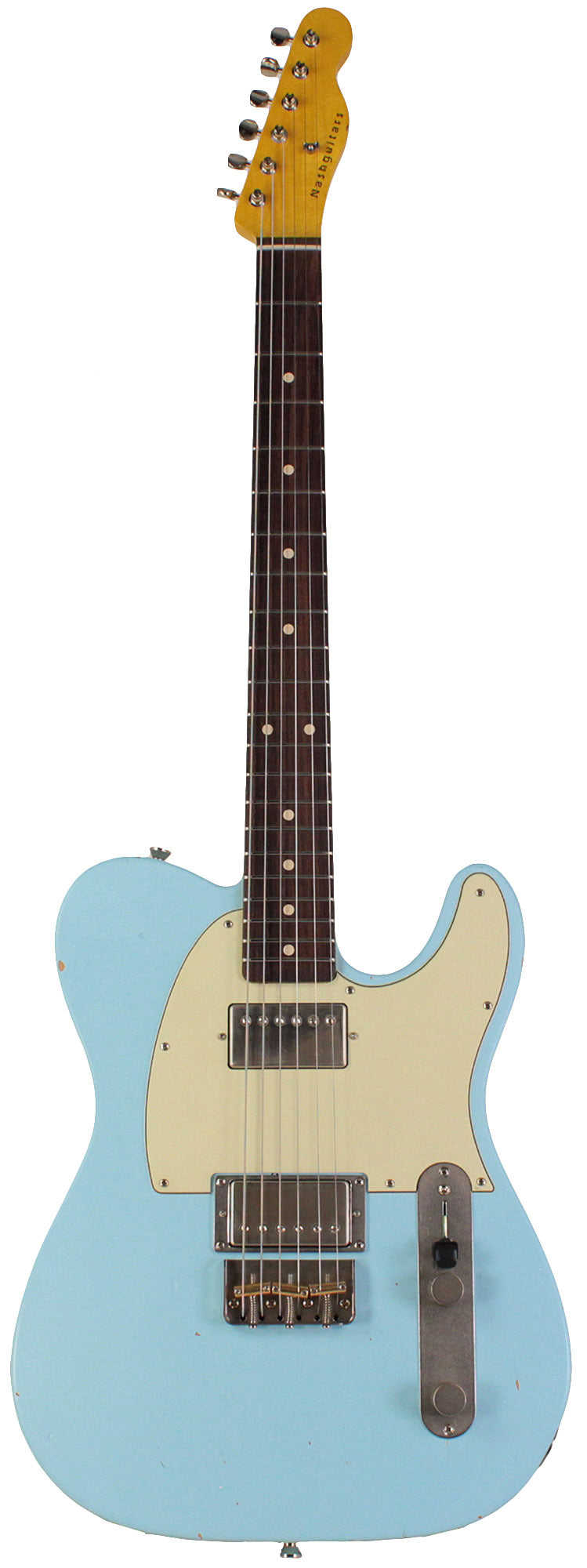 Nash T-2HB Guitar with Lollar Humbuckers in Sonic Blue - Light Aging