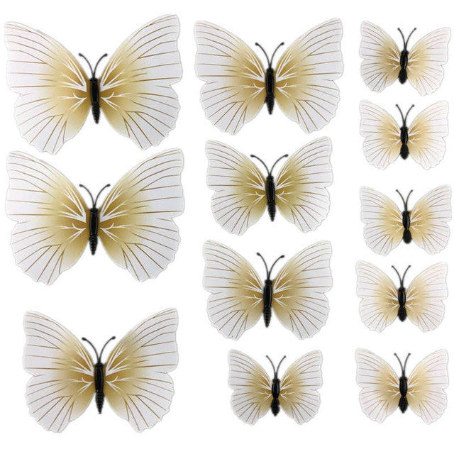 12pcs 3D PVC Wall Stickers Magnet Butterflies DIY Home Decor