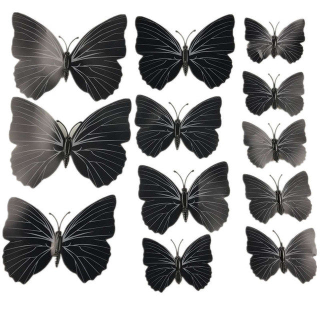 12pcs 3D PVC Wall Stickers Magnet Butterflies DIY Home Decor