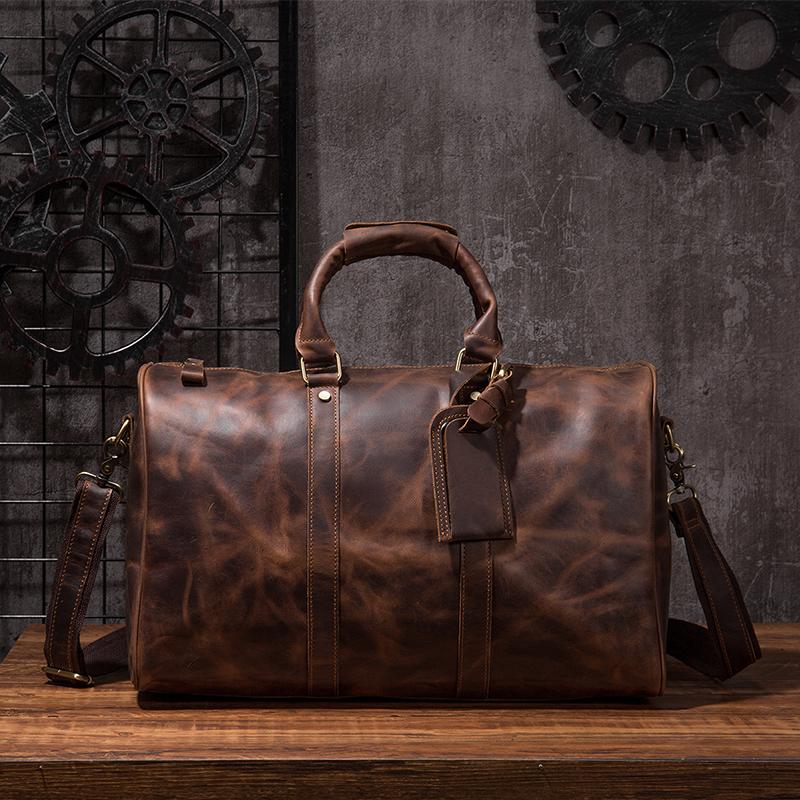 Cool Leather Men's Weekender Duffle Bag - Vintage Travel Bag
