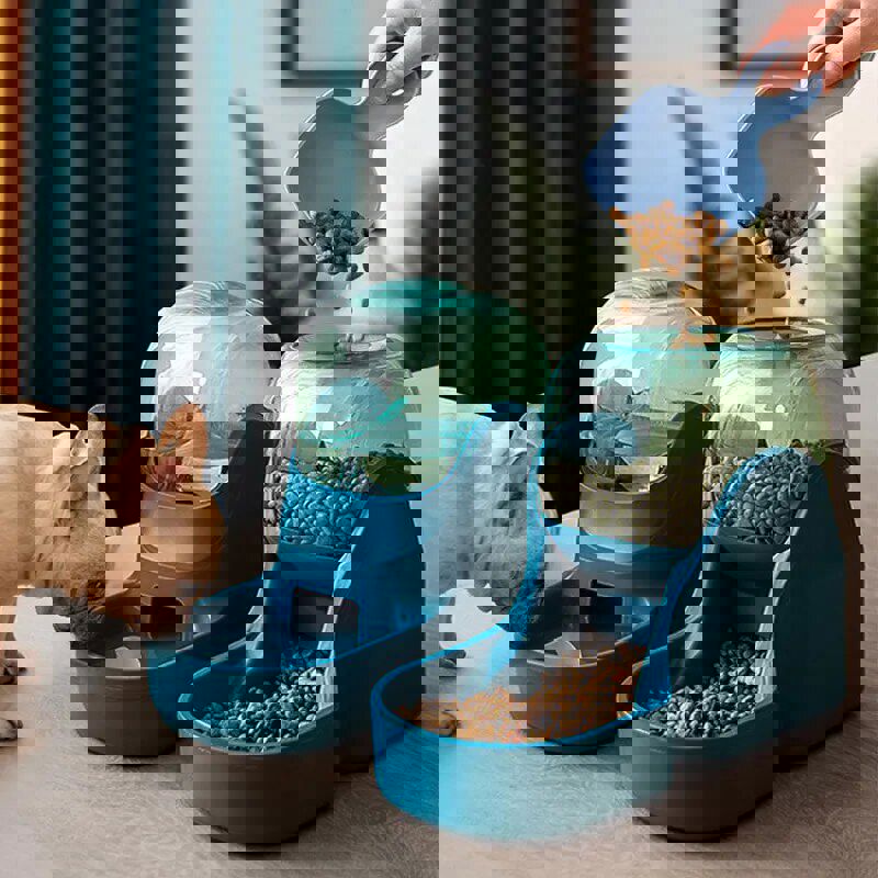 3.8L Automatic Pet Feeder and Water Fountain for Dogs and Cats