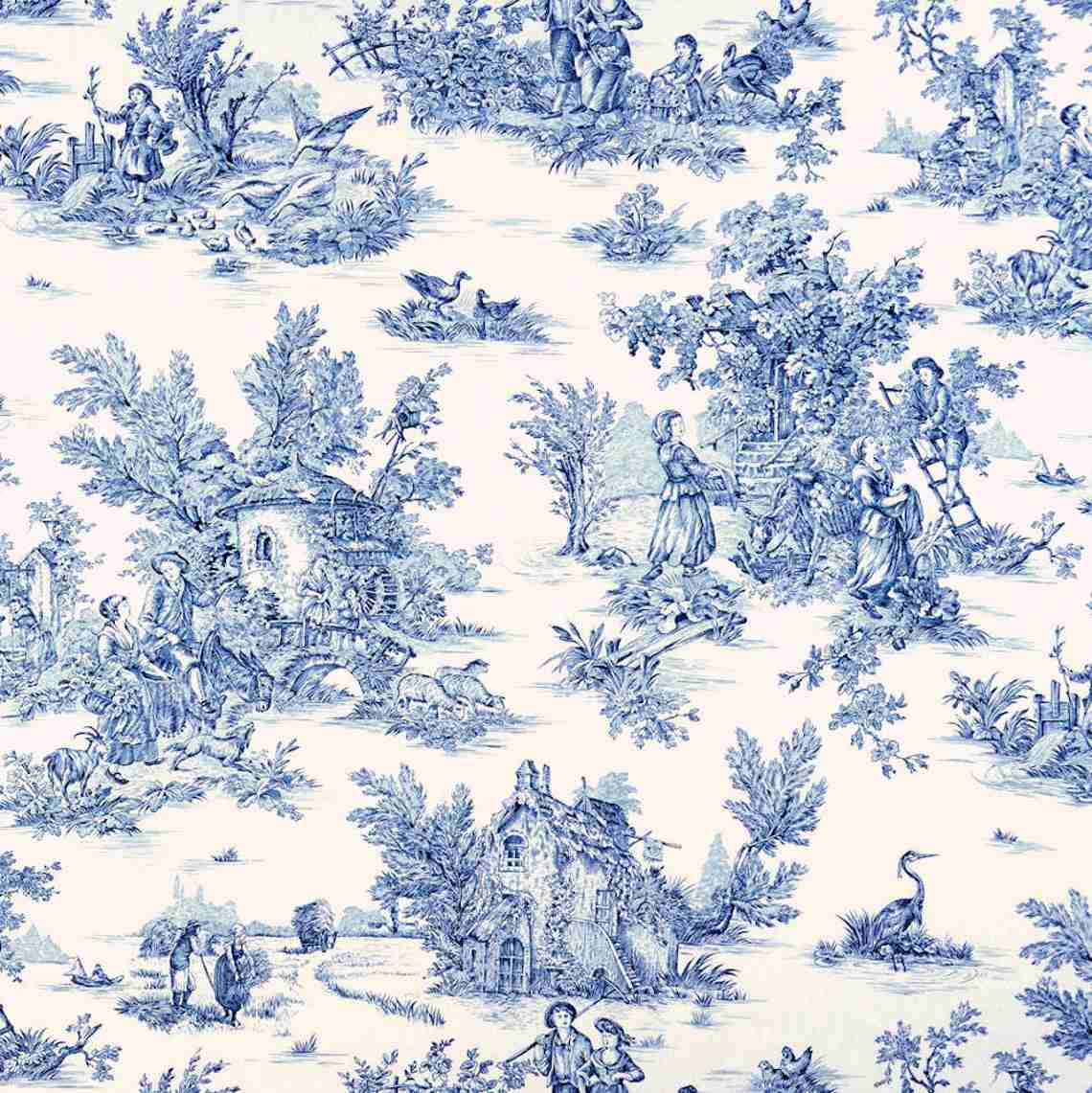 Empress Swag Valance in Pastorale #2 Blue on Cream French Country Toile