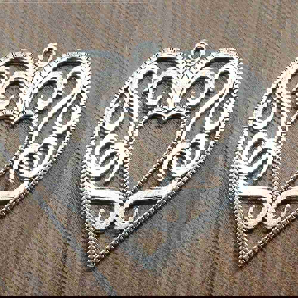2pcs 50x45mm Hollow Heart Charms Antique Silver Color Pendant Charms for Jewelry Making