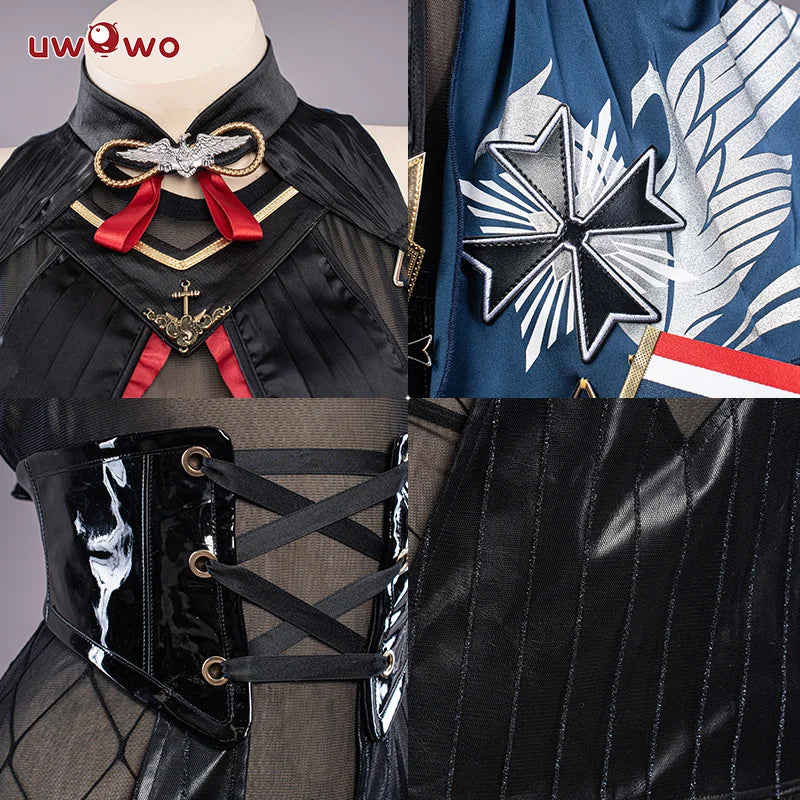 UWOWO Azur Lane Agir 18+ Cosplay Costume with Cloak Black Dress