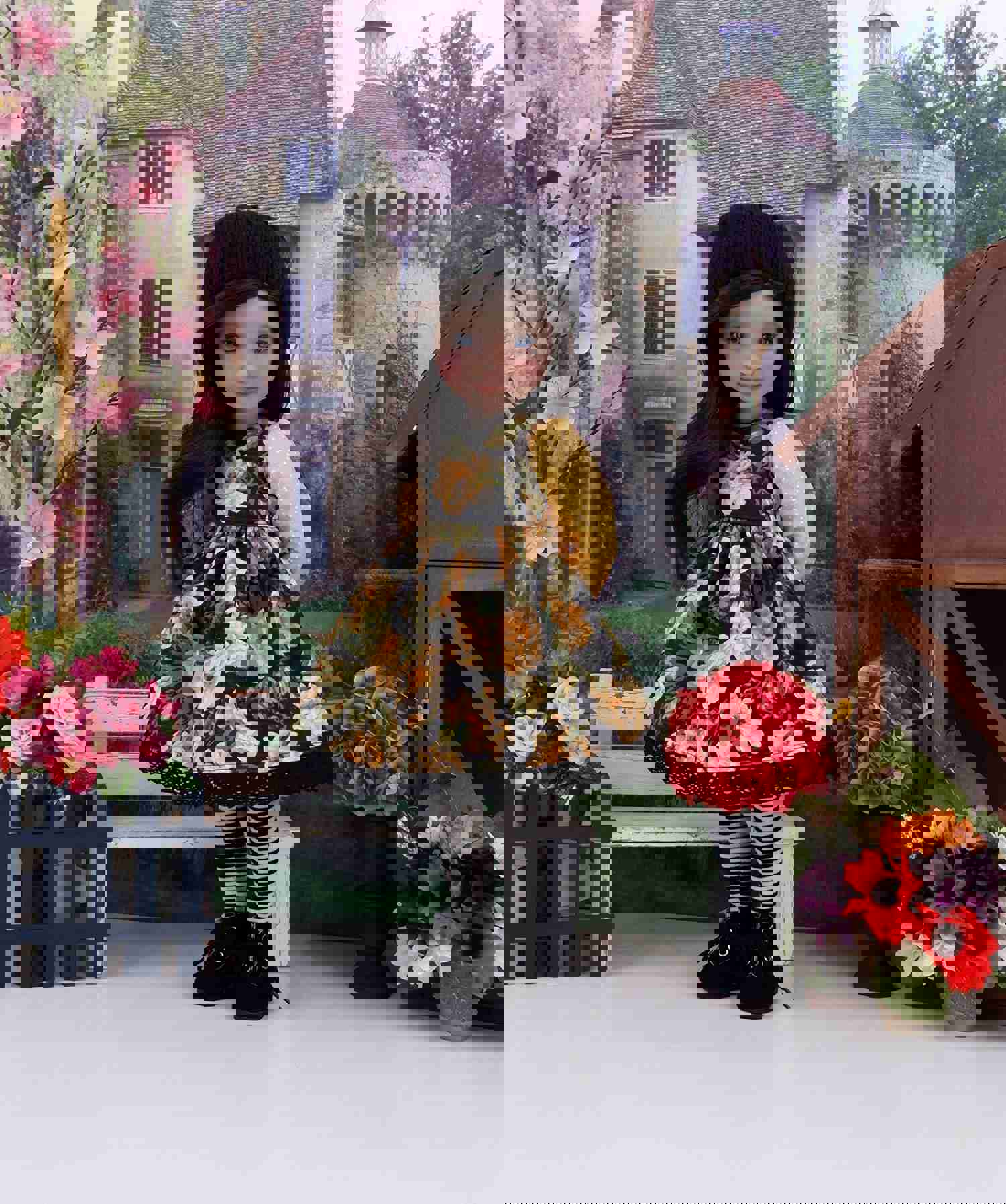 Autumn Magnolias Dress Ensemble with Boots for Ruby Red Fashion Friends Doll