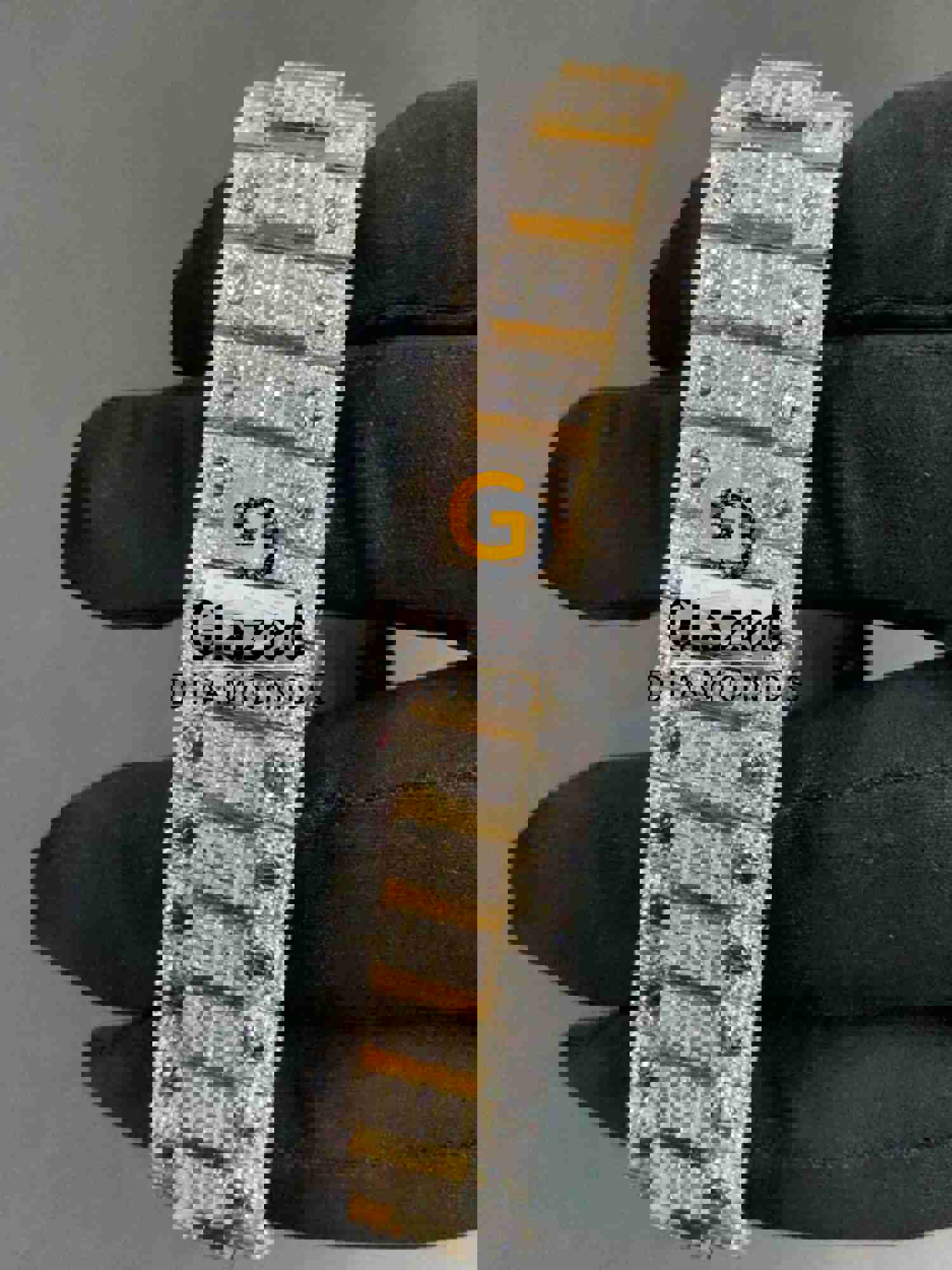 VVS Baguette Moissanite Yellow Two Tone Luxury Studded Watch