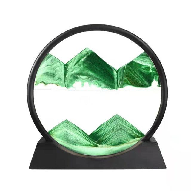 Round Quicksand Painting 3D Hourglass - Solid Wood Decoration for Living Room, Creative Office Gift