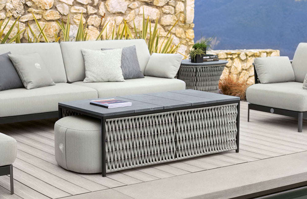 Oasi Outdoor Rectangular Cocktail Table with Stone Top