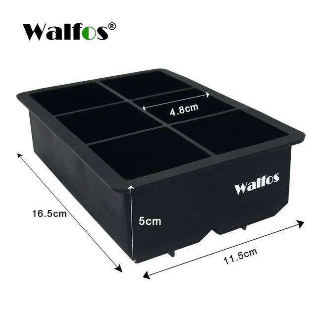 WALFOS Large Size 6 Cell Silicone Ice Ball Mold for Whiskey & Cocktails