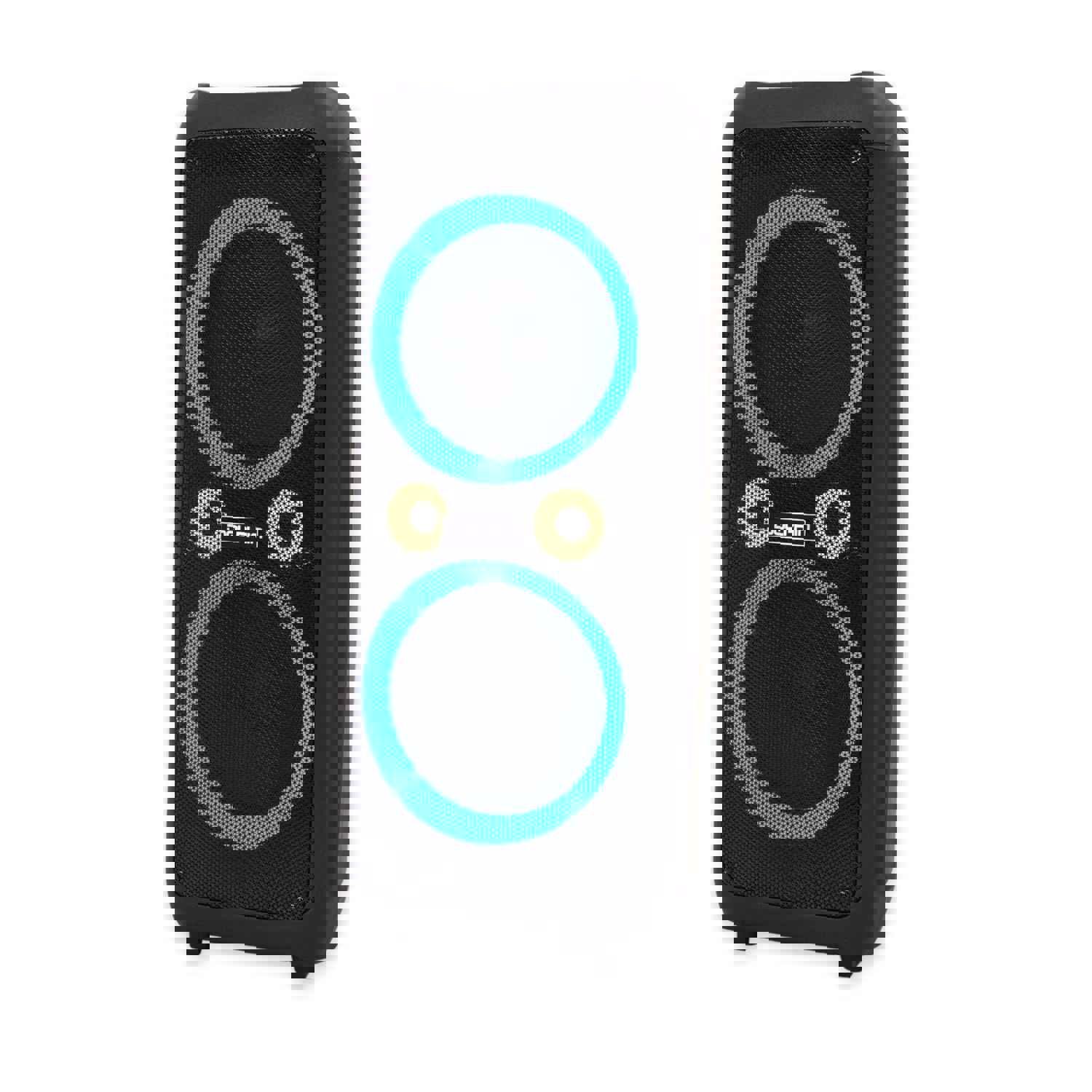 Dolphin SP-1270RBT Dual 12-Inch Premium Party Speaker with Bluetooth, USB, SD, FM, AUX, X-Bass, and LED Lights