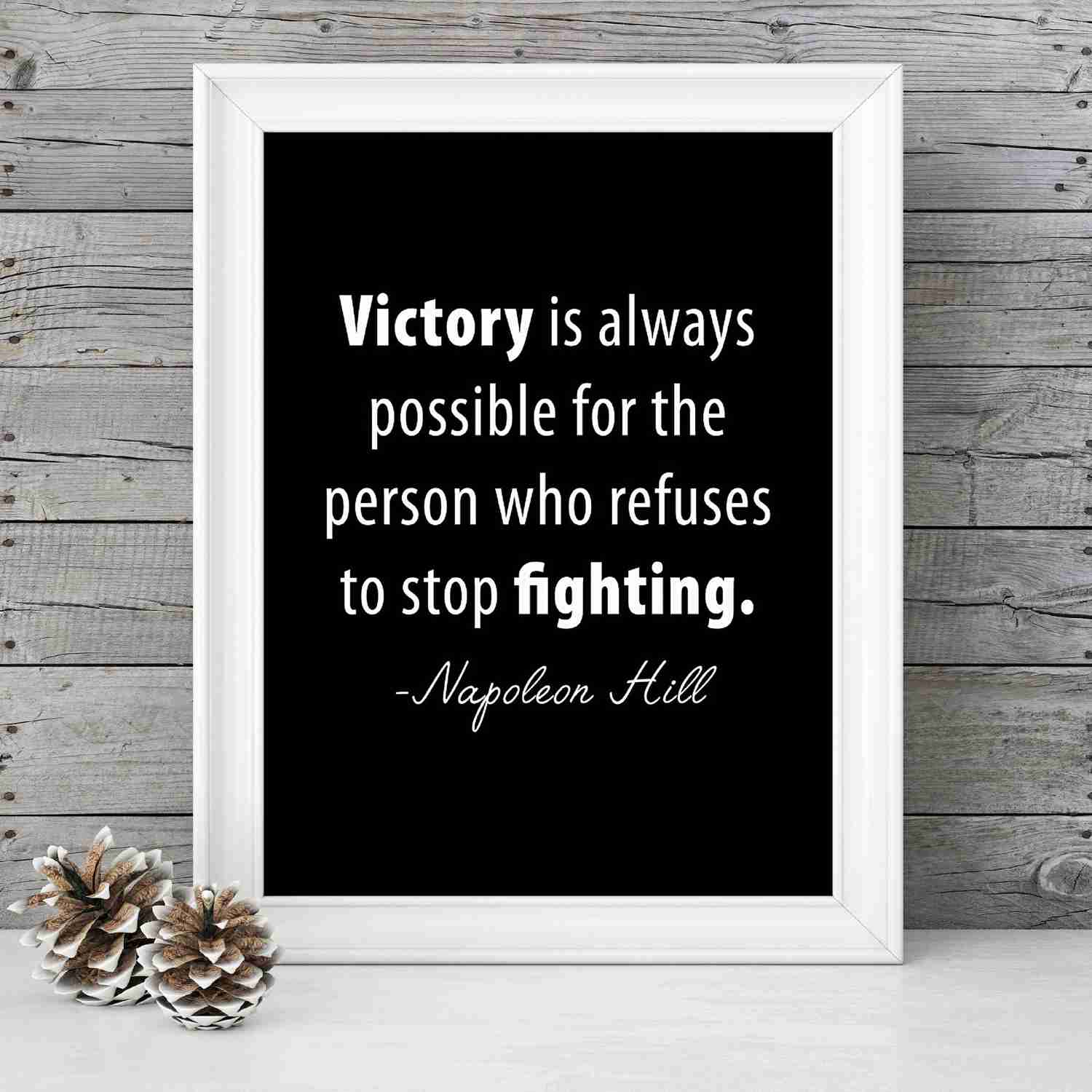 Napoleon Hill Quotes - Victory Is Possible Inspirational Wall Art - 8 x 10 Modern Typographic Print