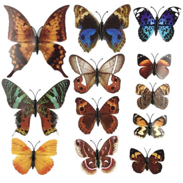 12pcs 3D PVC Wall Stickers Magnet Butterflies DIY Home Decor