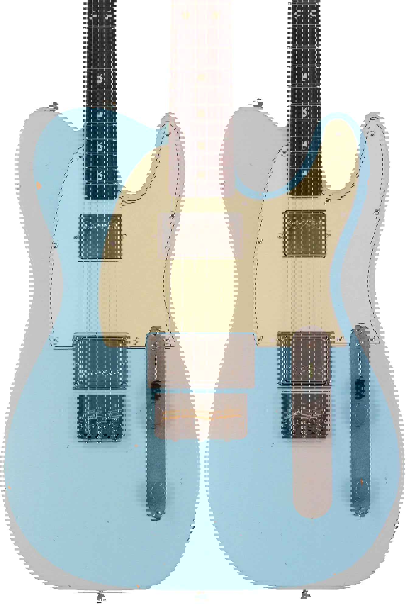 Nash T-2HB Guitar with Lollar Humbuckers in Sonic Blue - Light Aging