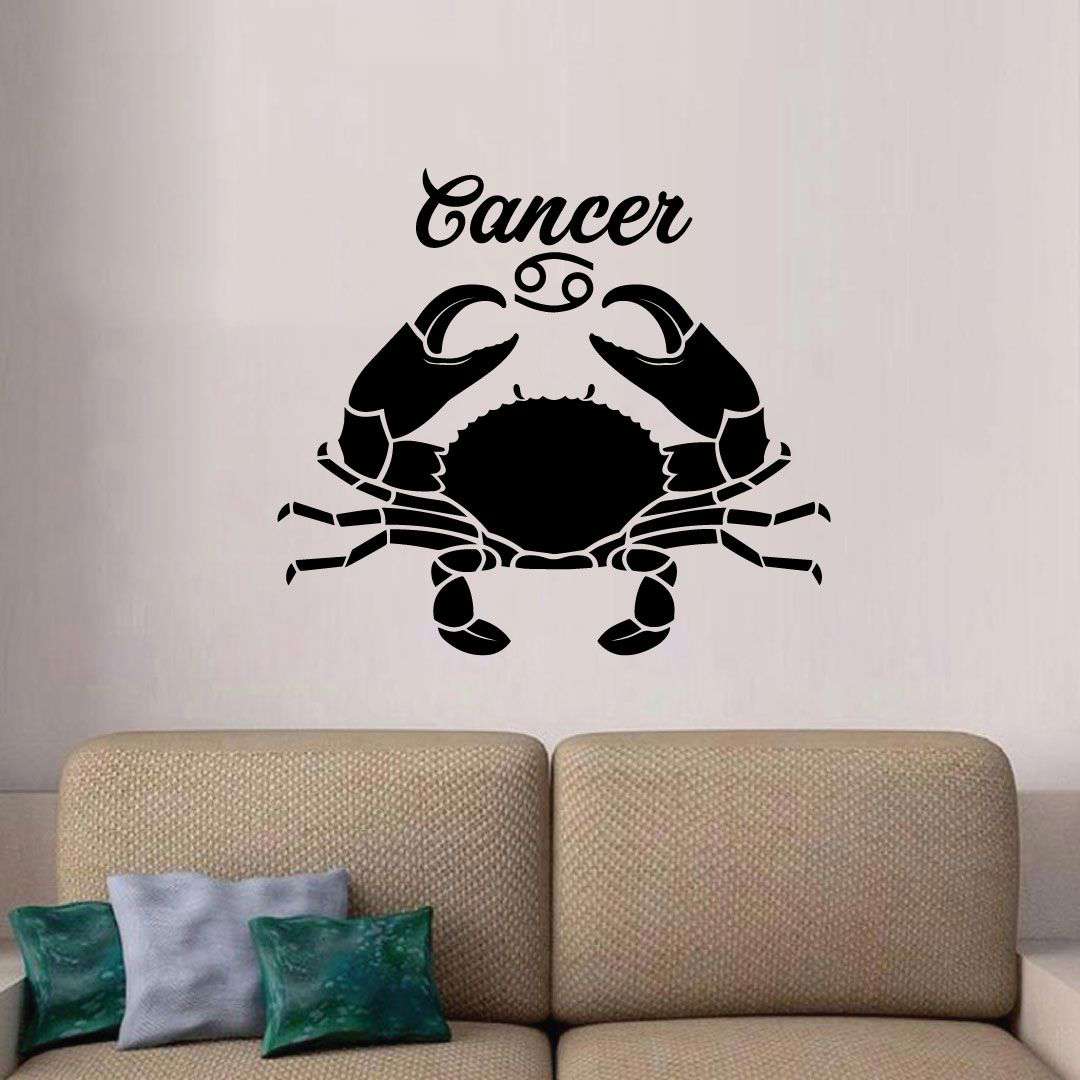 Horoscope Vinyl Wall Art Sticker Decal - Cancer Crab Symbol Silhouette Water Sign