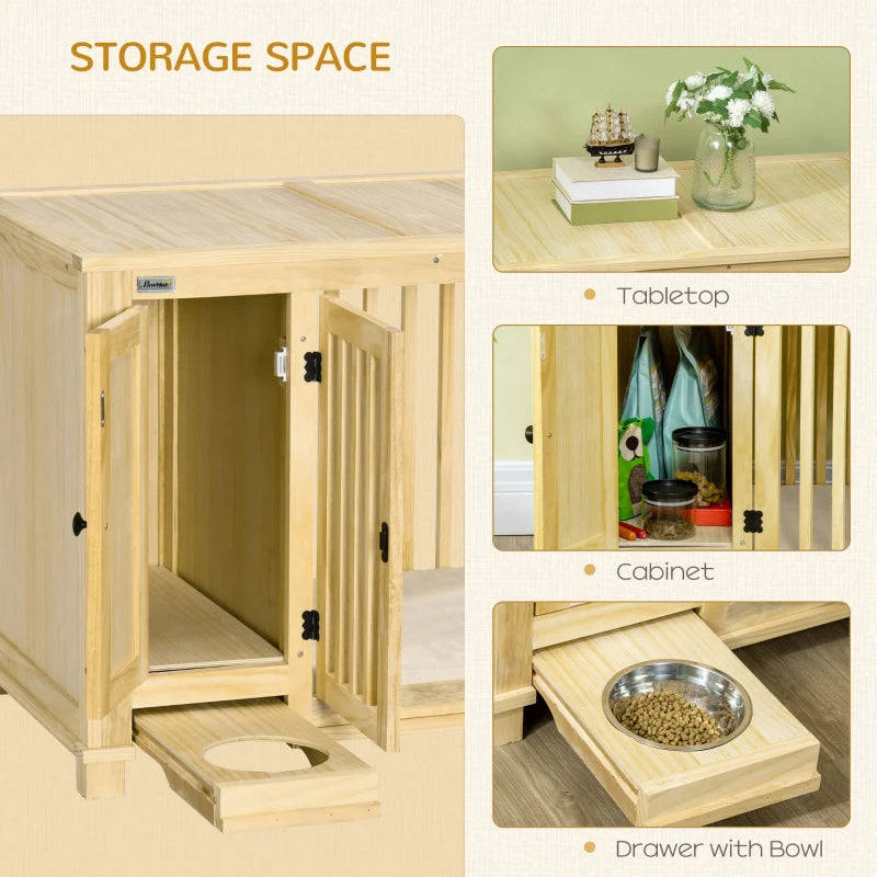 PawHut Dog Crate End Table with Cushion Sliding Door for Medium Dogs