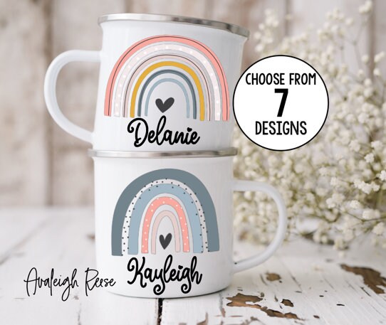 Custom Rainbow Mug for Kids - 12oz Shatterproof Hot Chocolate/Coffee Mug with Handle, Birthday Party Favors, Children's Gift