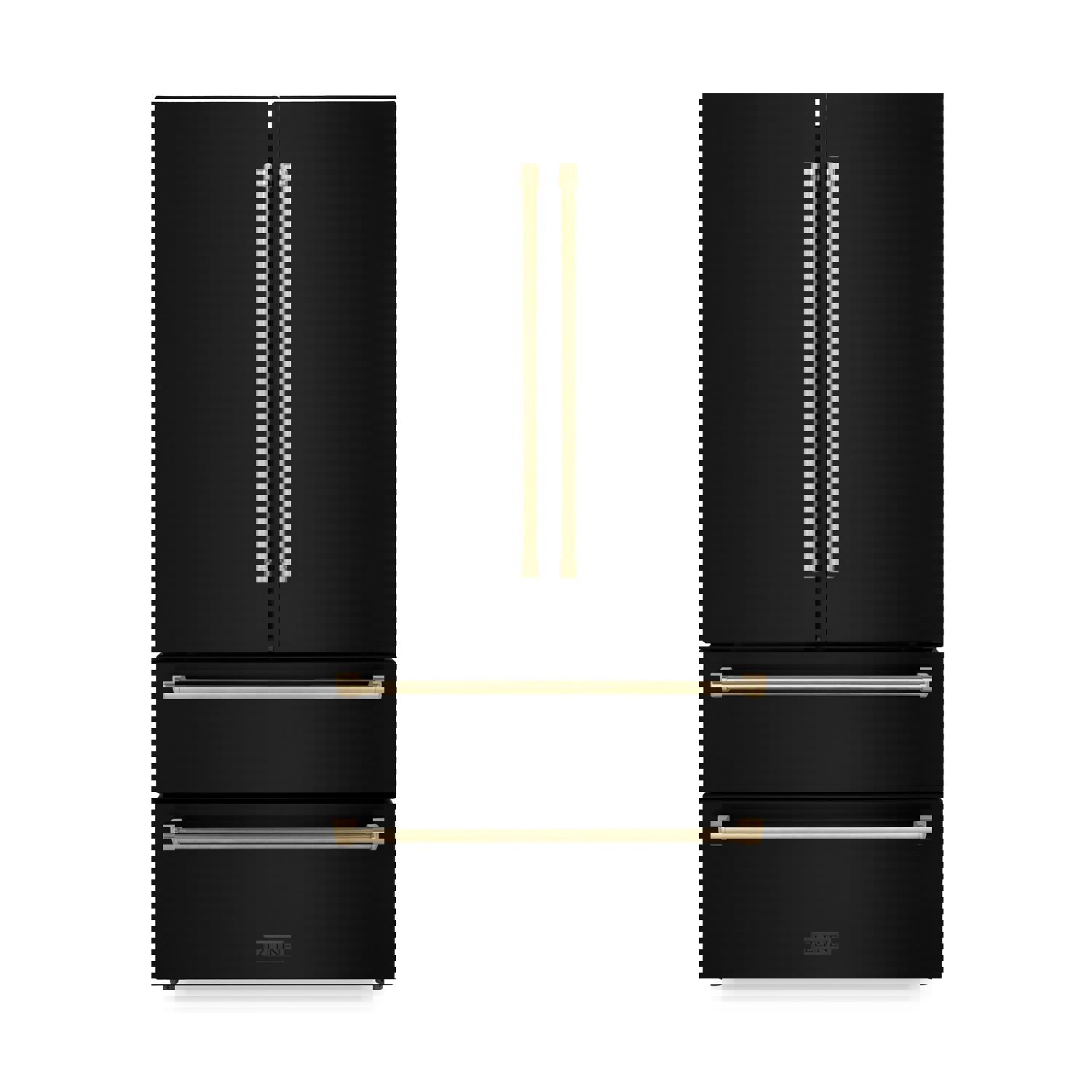 ZLINE 36 Autograph Edition 22.5 cu. ft Freestanding French Door Refrigerator with Ice Maker in Fingerprint Resistant Black Stainless Steel