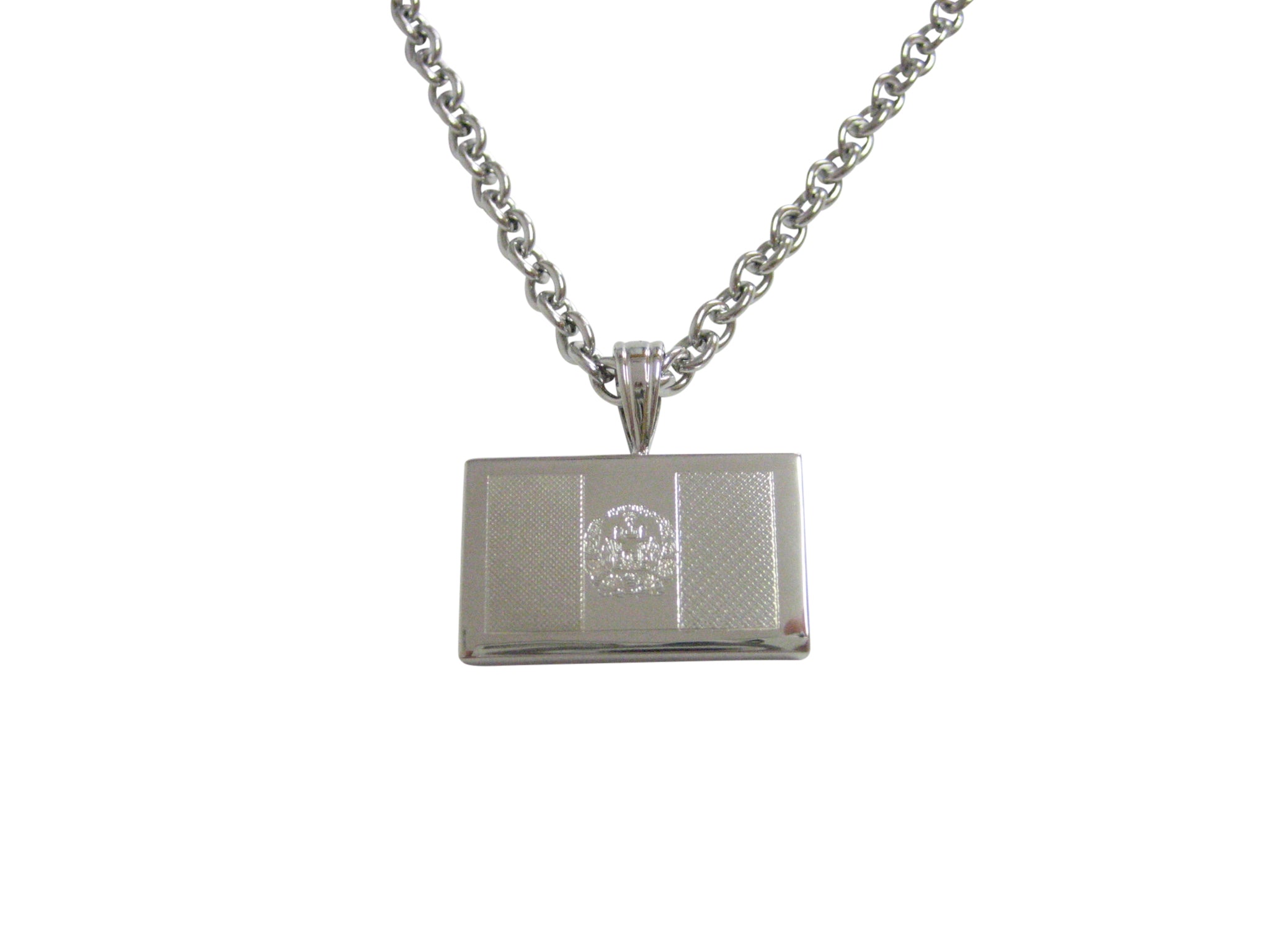 Silver Toned Etched Afghanistan Flag Pendant Necklace by Kiola Designs