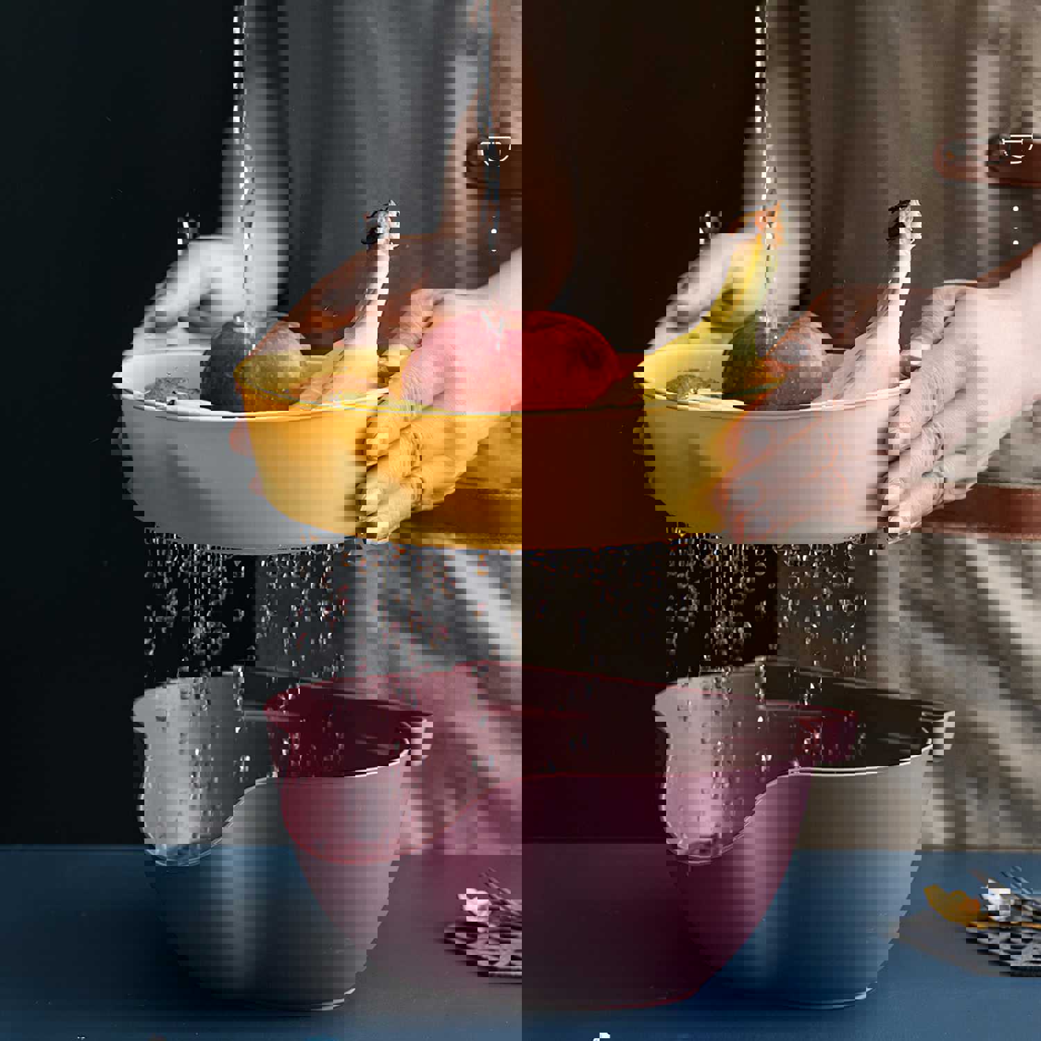 Dual Layer Nordic Style Vegetable and Fruit Storage Box - BPA Free PP Plastic Kitchen Container