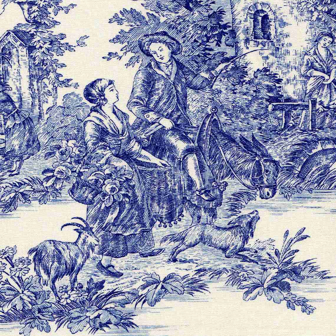 Empress Swag Valance in Pastorale #2 Blue on Cream French Country Toile