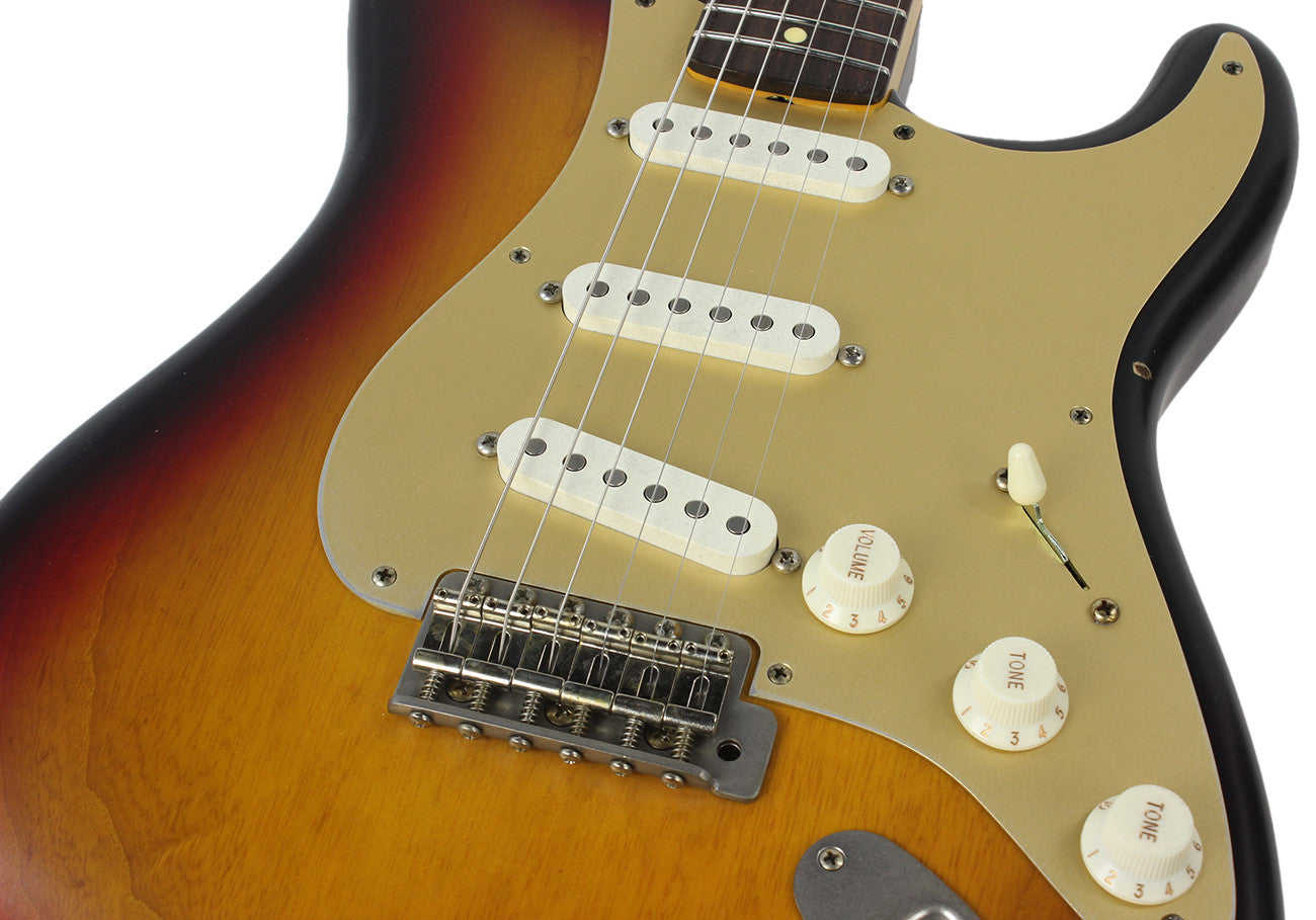 Nash S-63 Guitar, 3-Tone Sunburst, Gold PG, Light Aging - Vintage Strat Model