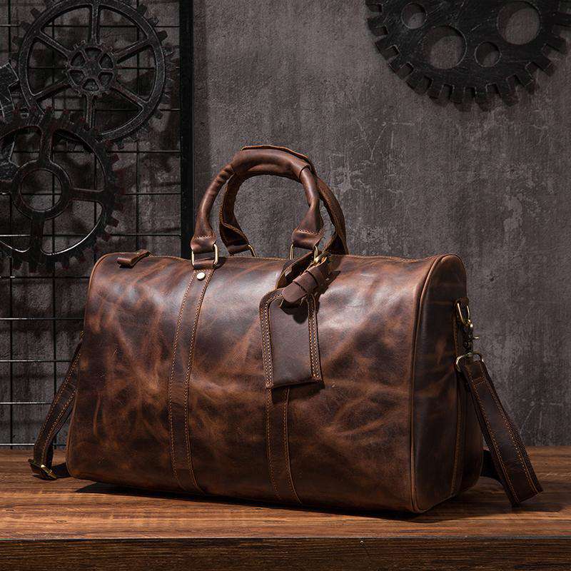 Cool Leather Men's Weekender Duffle Bag - Vintage Travel Bag