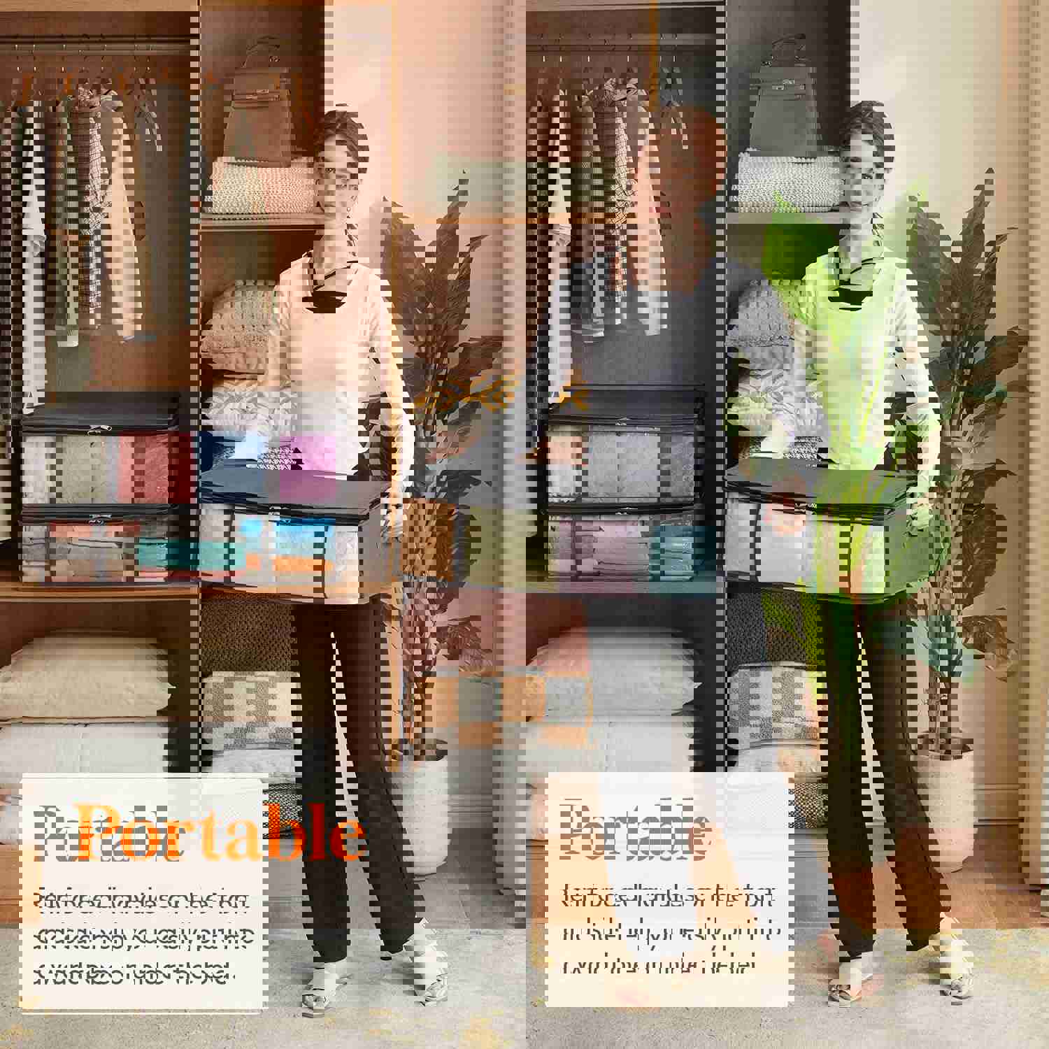 6-Pack Large Under Bed Storage Containers with 40L Capacity and See-Through Window