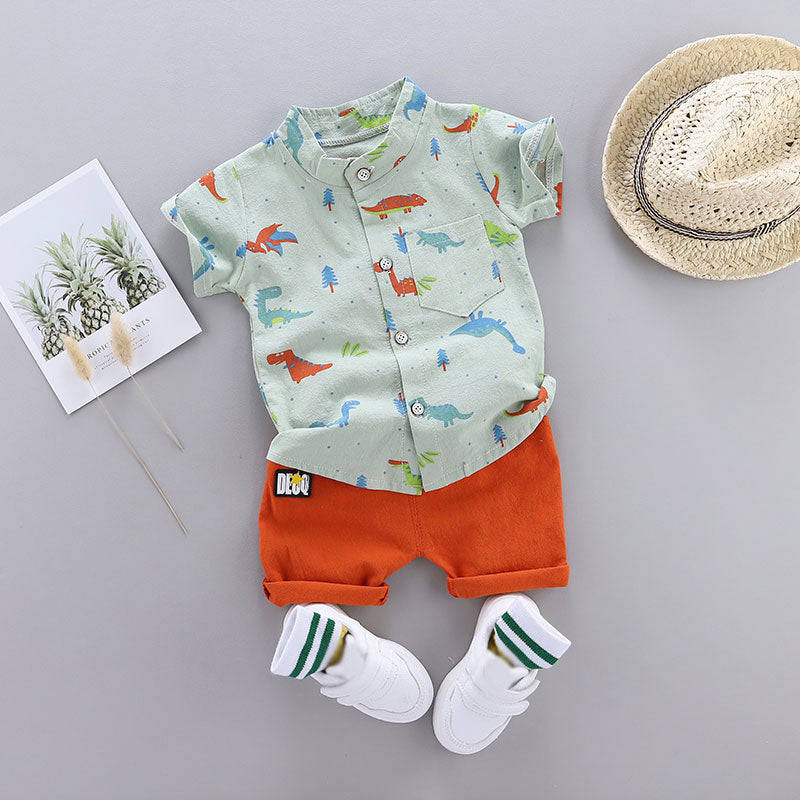 Printed Dinosaur Shirt with Shorts Clothing Set for Baby Boy