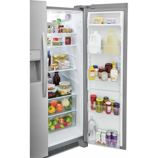 Frigidaire 25.6-cu ft Side-by-Side Refrigerator with Ice Maker and Water Dispenser (Fingerprint Resistant Stainless Steel)