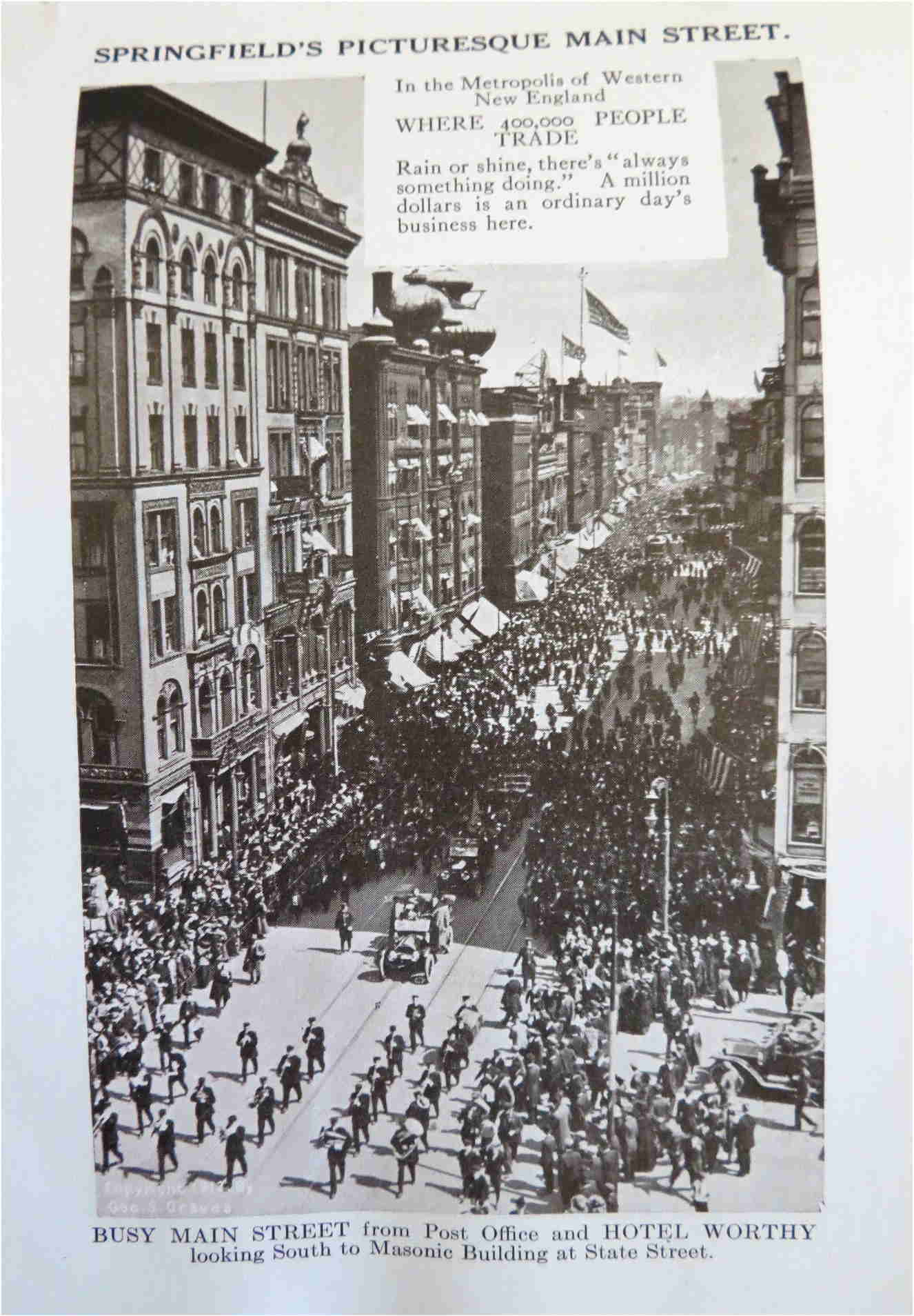Springfield Massachusetts 1910-13 Souvenir View Book Lot x 2 with Street Scenes & Autos