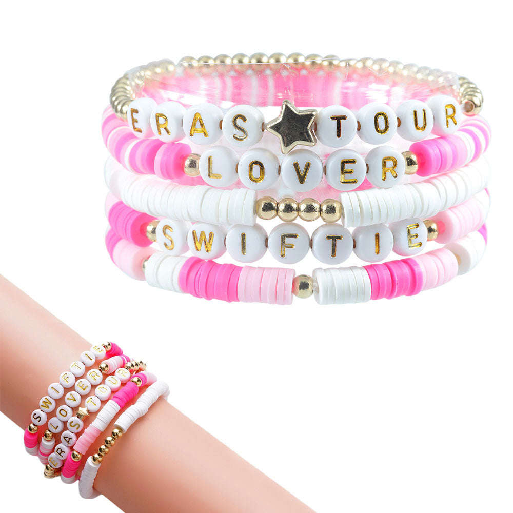 Set of 5Pcs Taylor Inspired Beaded Bracelets for Music Lovers