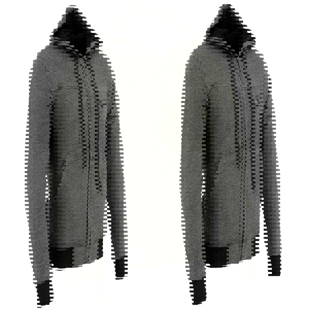 Nexgen Heat MPM1713SET12v Mens Grey Heated Front Zipper Hoodie Jacket with Battery Pack for Outdoor Activities