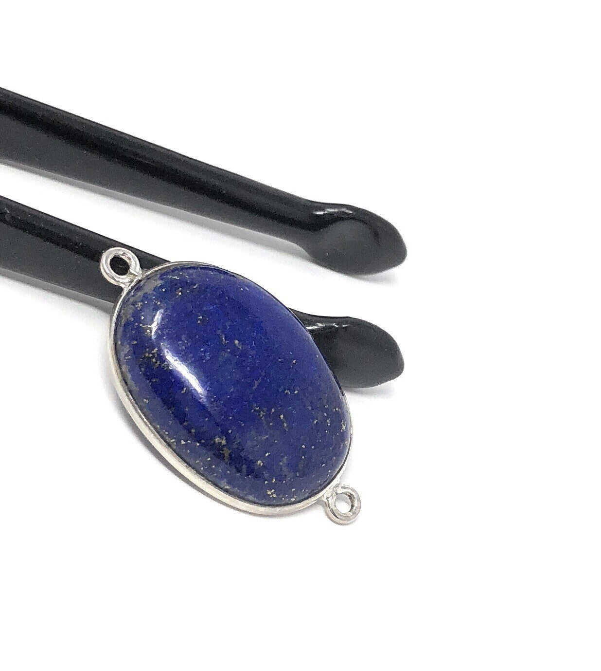 Sterling Silver Lapis Lazuli Bezel Connector for DIY Jewelry Making