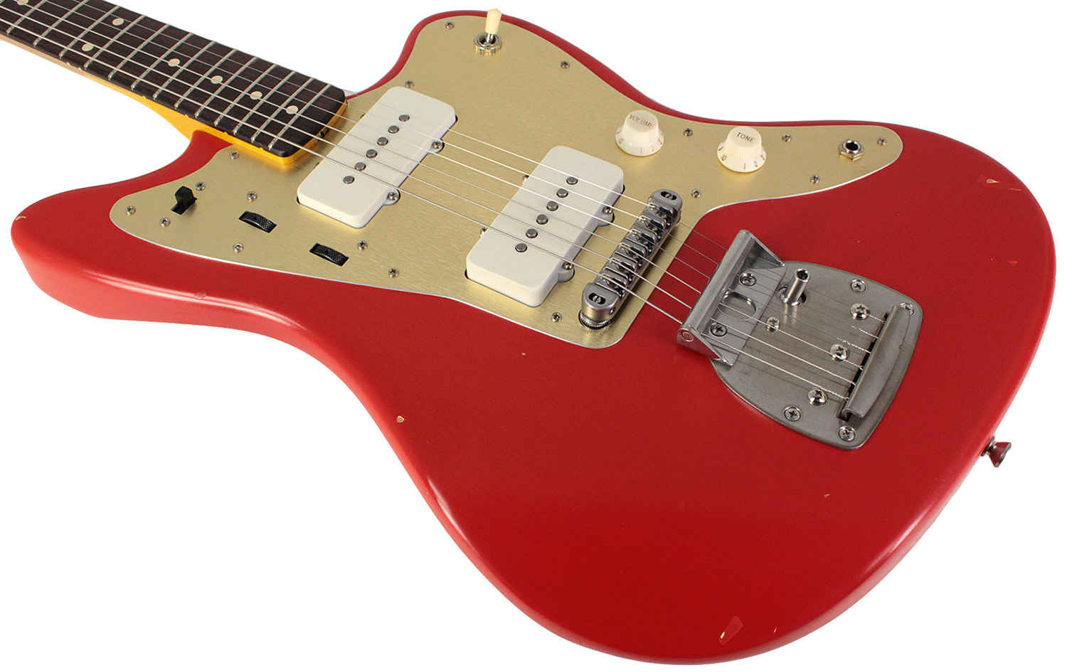 Nash JM-63 Jazzmaster Guitar, Dakota Red, Gold Pickguard, Light Aging