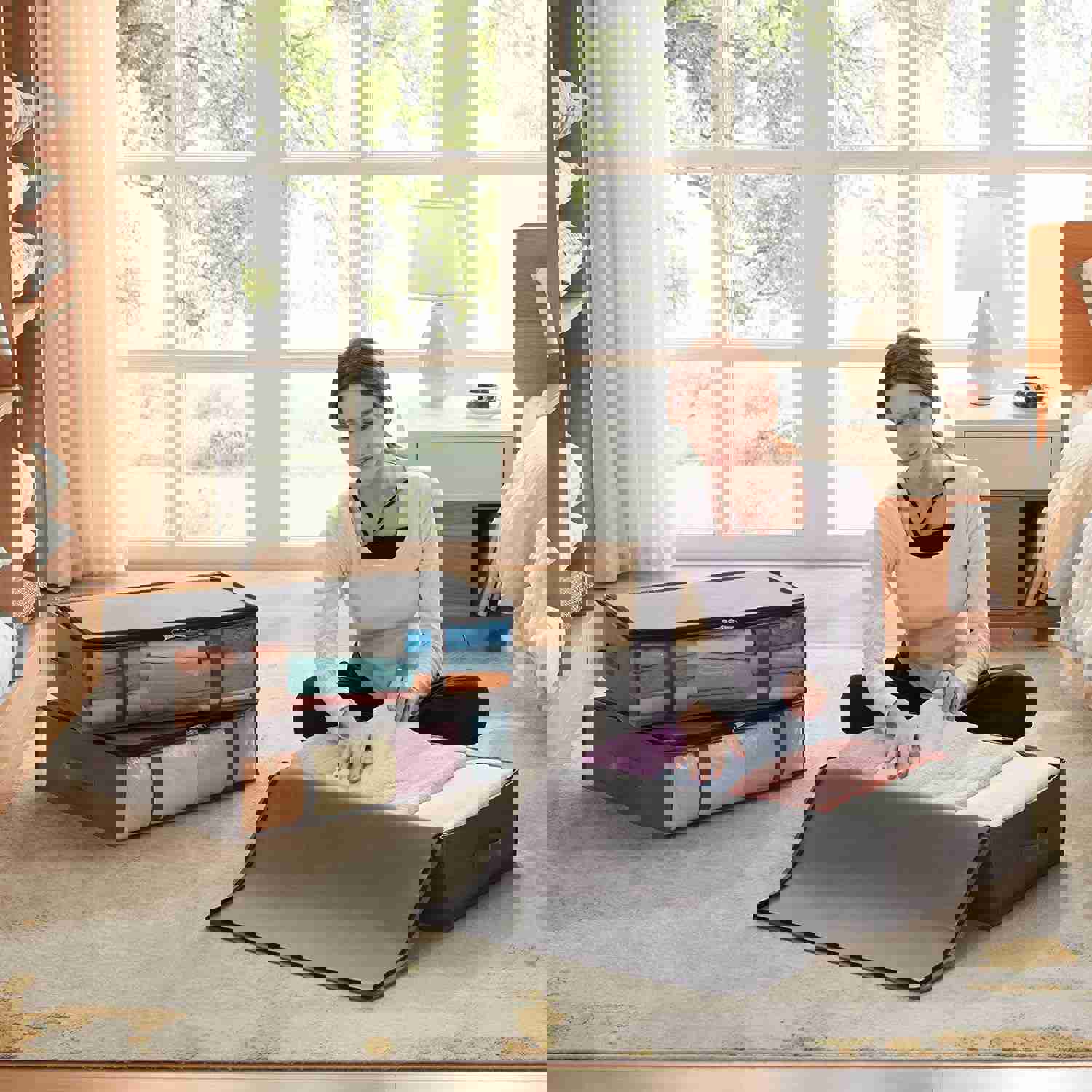 6-Pack Large Under Bed Storage Containers with 40L Capacity and See-Through Window