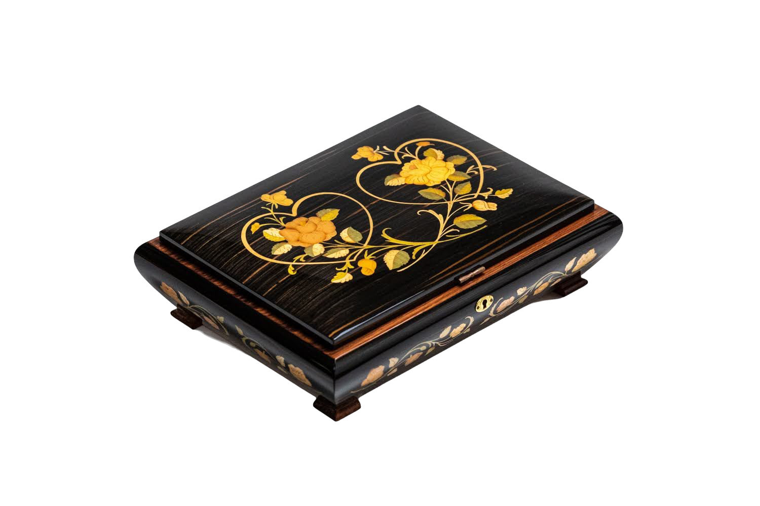 Sorrento Music Box Brown with Flowers & Hearts in Glossy Finish