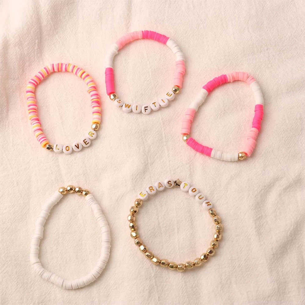 Set of 5Pcs Taylor Inspired Beaded Bracelets for Music Lovers
